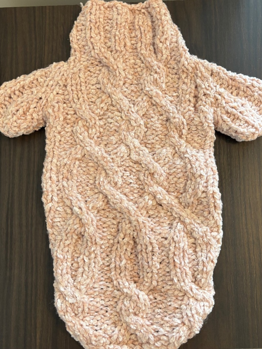 Handmade Knit Dog Sweater Light Pink Cozy Outfit